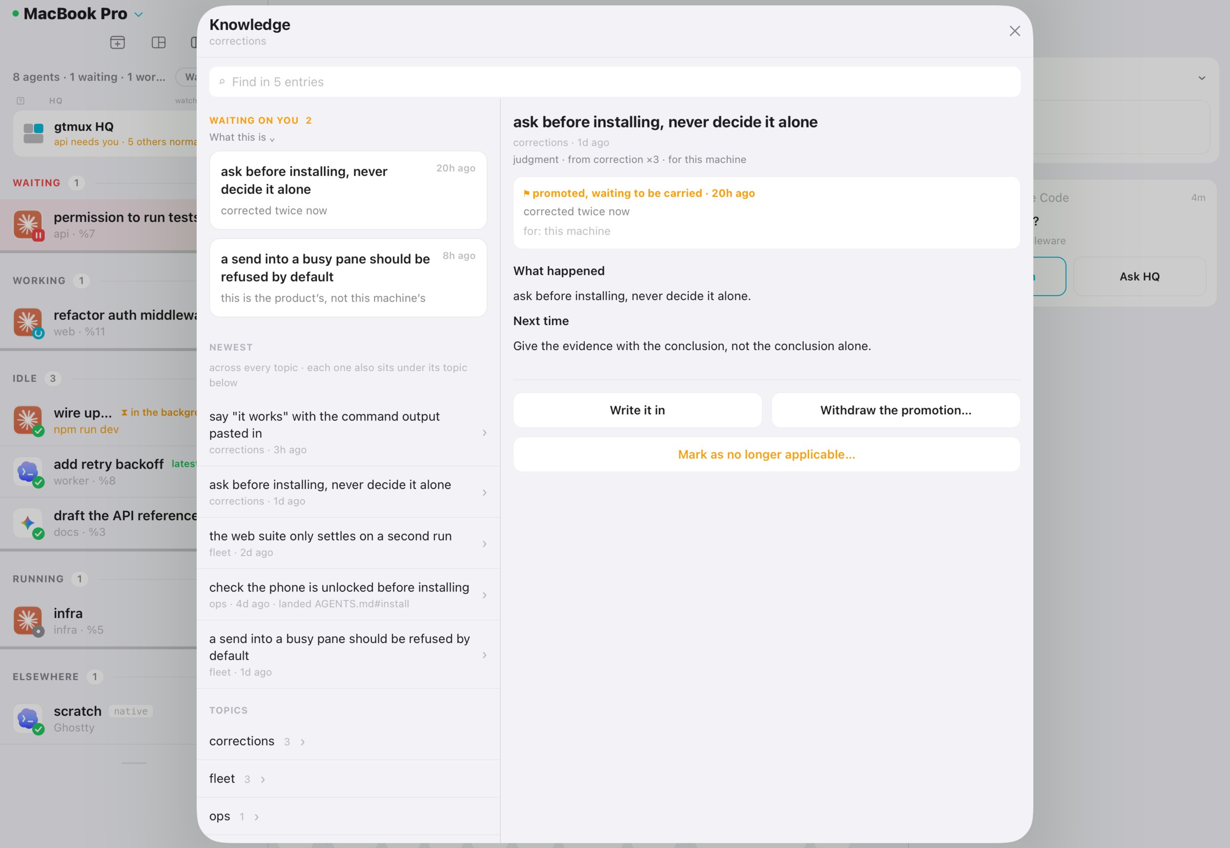 HQ's knowledge base on the iPad: lessons from corrections and promotions waiting to land